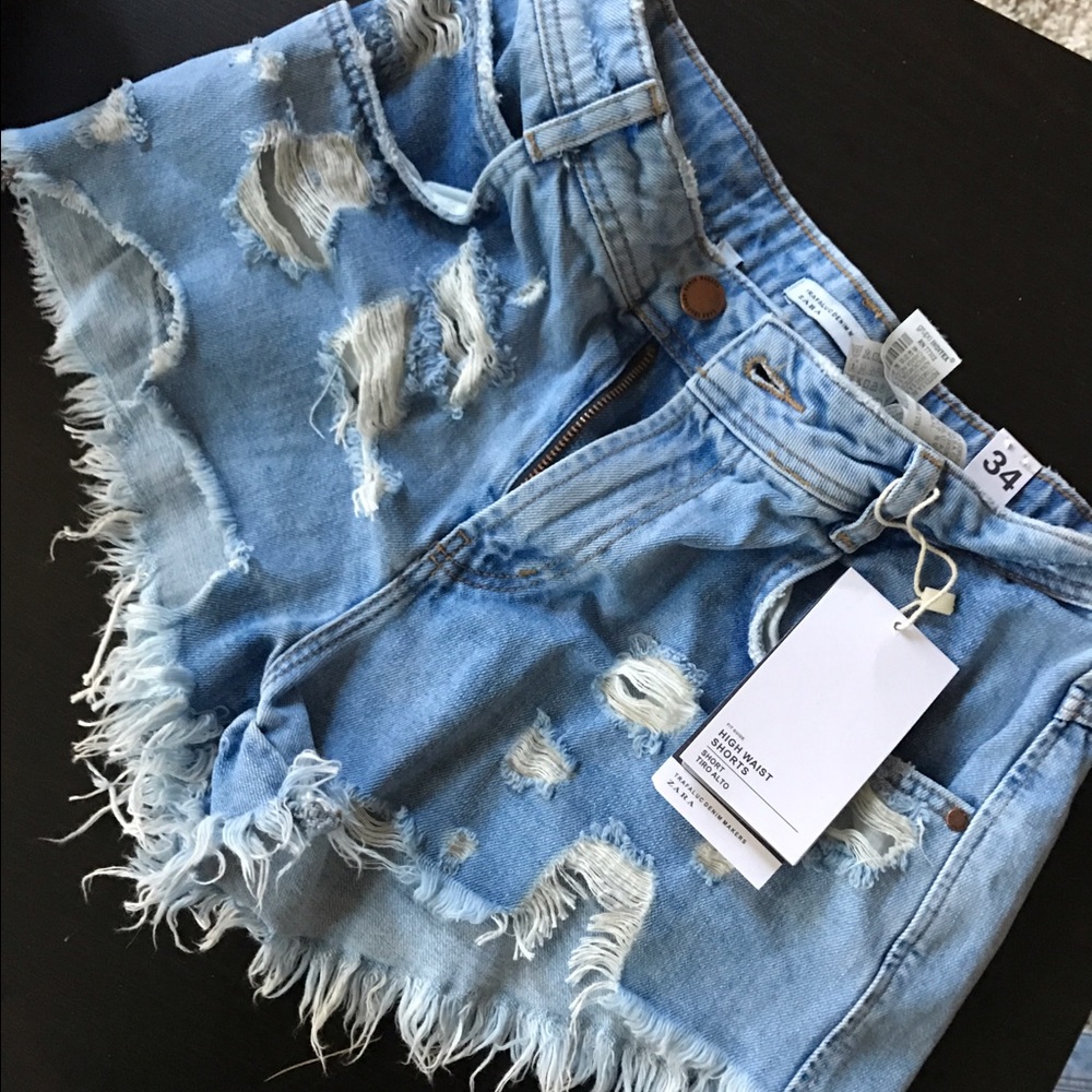 Brand new Zara high waist denim shorts with tags