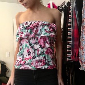 Kira (PacSun) Strapless Floral Blouse
