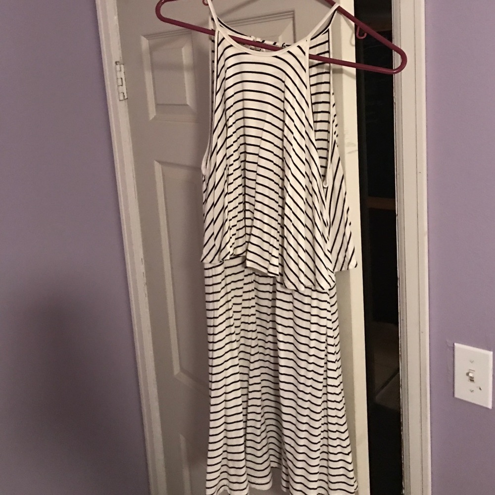 Medium blue and cream stripped dress