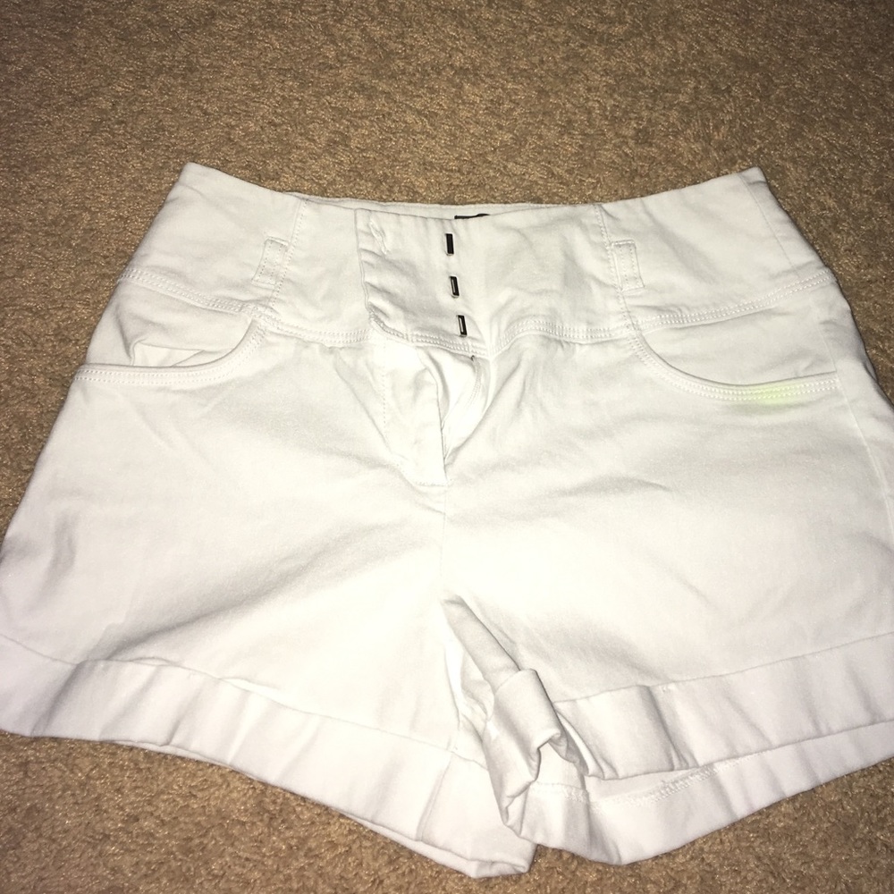White high-waisted shorts
