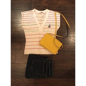 TOPSHOP striped short sleeve sweater