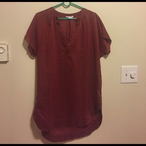 Maroon sheer blouse short sleeve