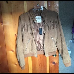 Hollister faux leather fringe jacket