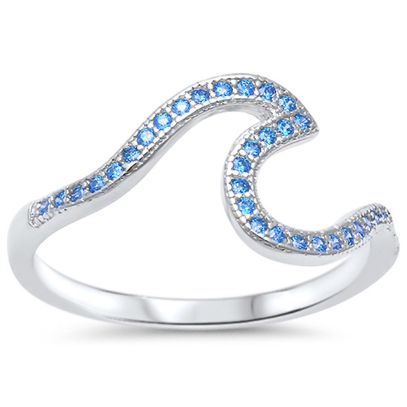 Ocean Wave Midi Wavy CZ Silver Ring 💕 - Picture 2 of 6
