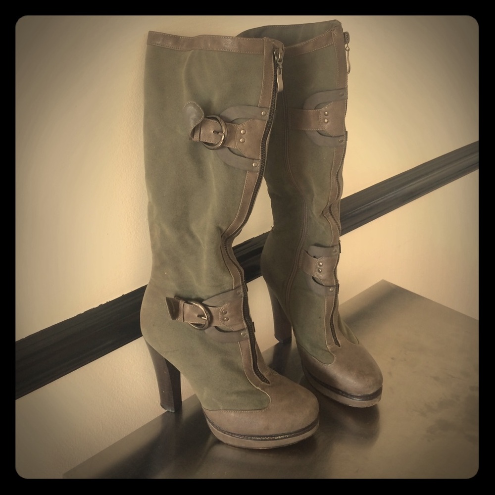 Gray tall boots