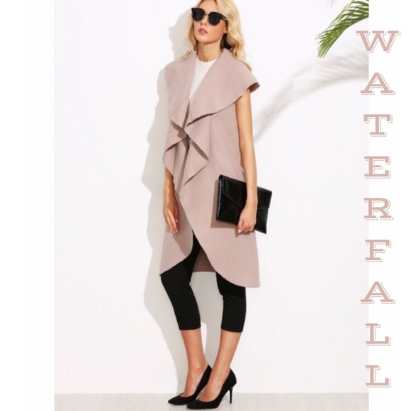 •new• PALE PINK OVERSIZED WATERFALL SLEEVELESS - Picture 2 of 4