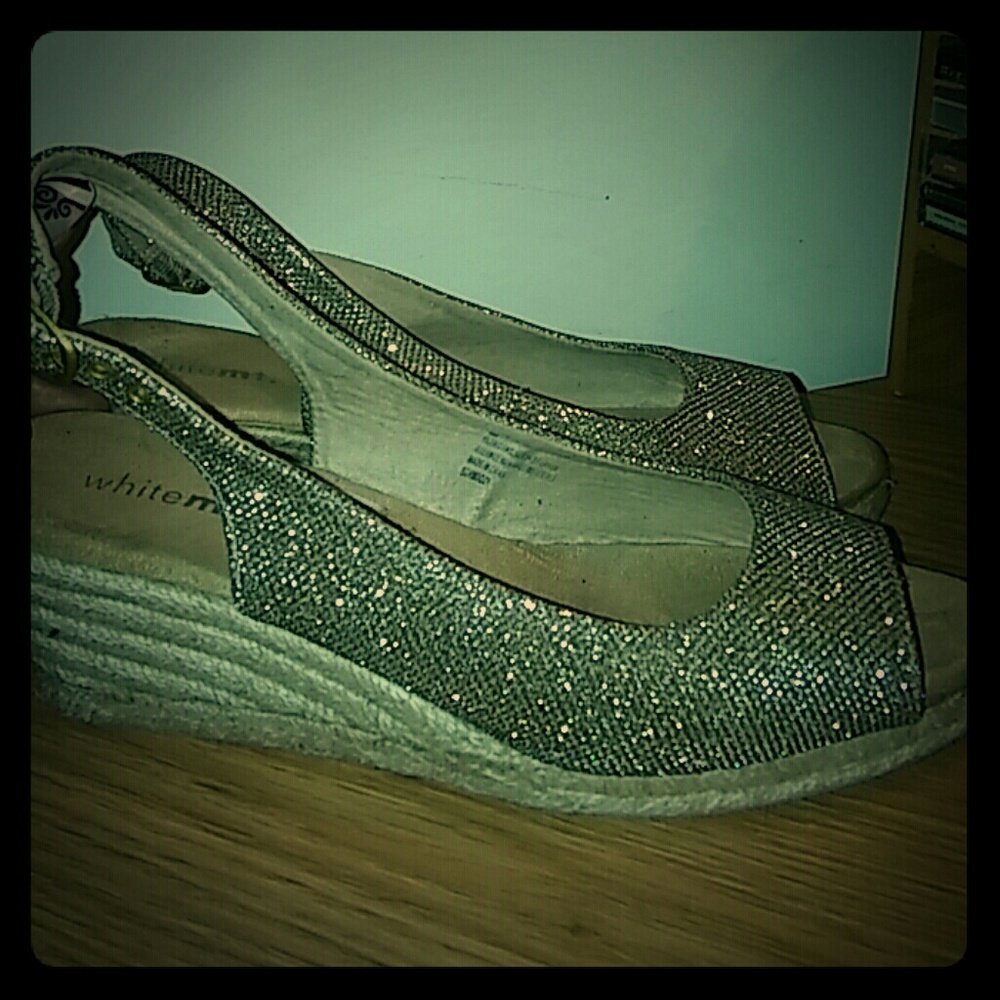Glittery wedge sandals