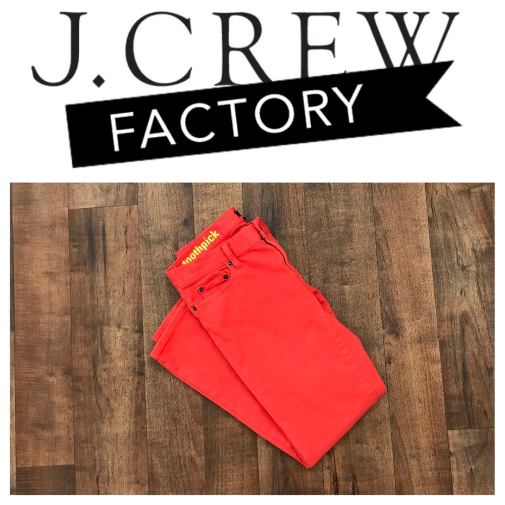 J. Crew Toothpick Flame Red Jeans
