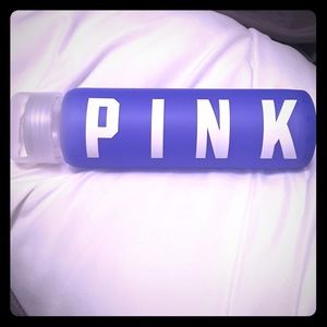 VS PINK glass water canteen-style water bottle