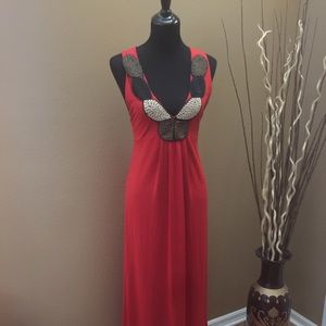 Red floor length KK dress