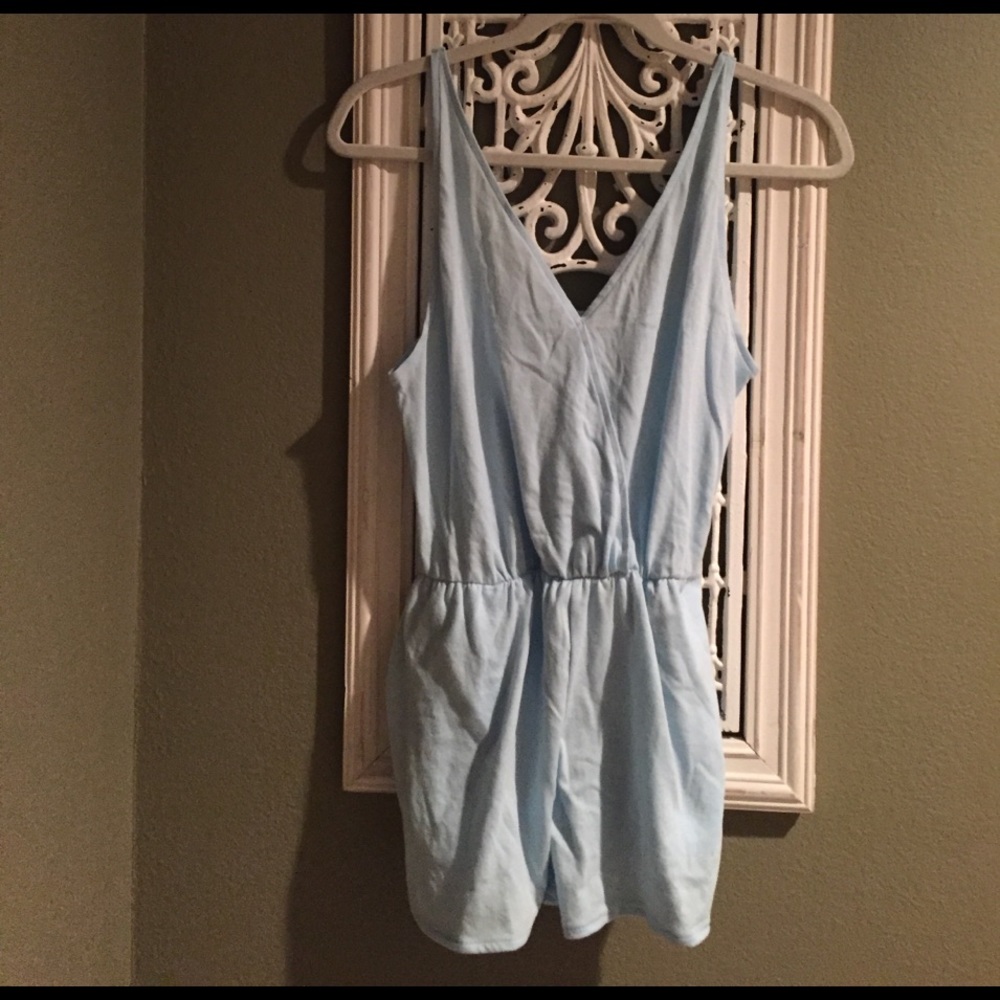 NWT PINK (S) Light Blue Romper