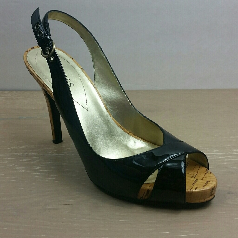 GUESS women's sling back patent leather heels