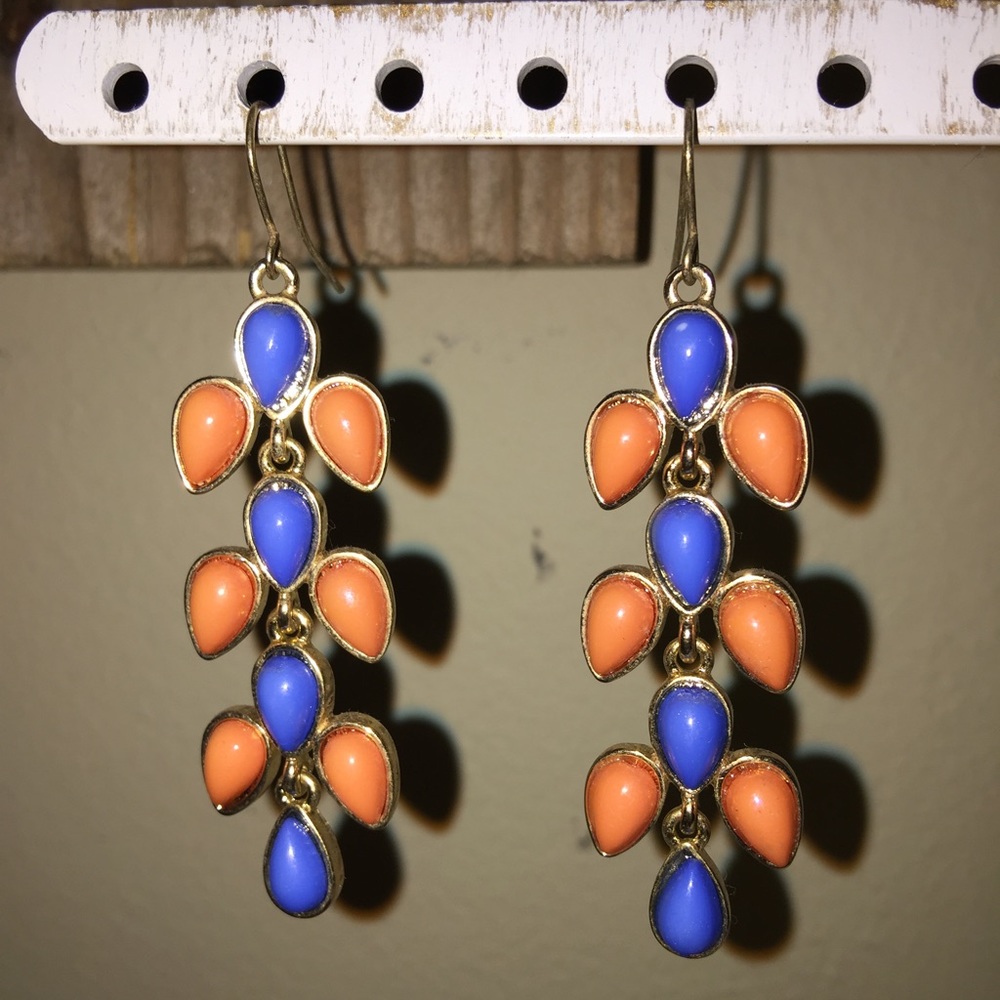 Orange & Blue Dangly Earrings