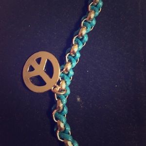 Blue peace sign bracelet