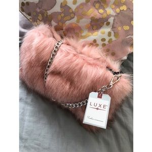 Pink Faux Fur Cross Body/Shoulder Bag