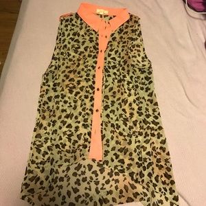 Leopard print sheer blouse