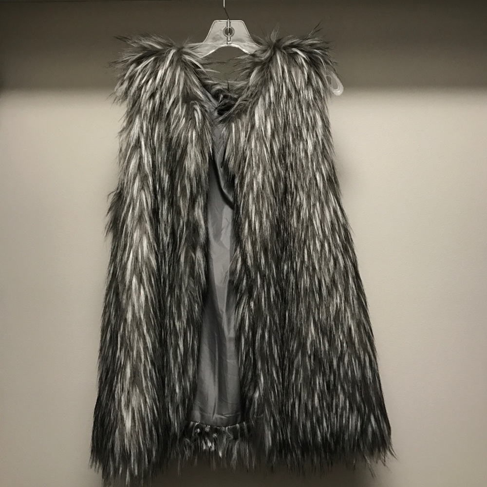 Gray Faux Fur Vest