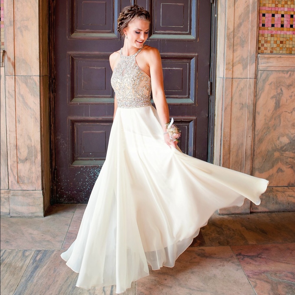 Champagne Splash Prom Dress