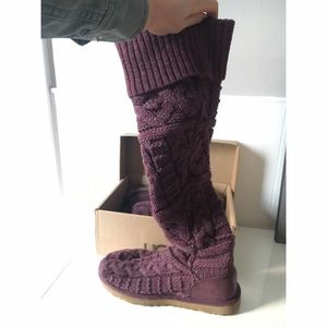 UGG Over the Knee Twisted Cable Boot in Rum