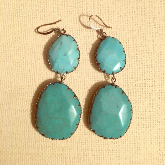 Turquoise double drop stone earrings - Picture 1 of 1