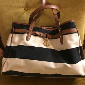 Tommy Hilfiger black and white stripe bag