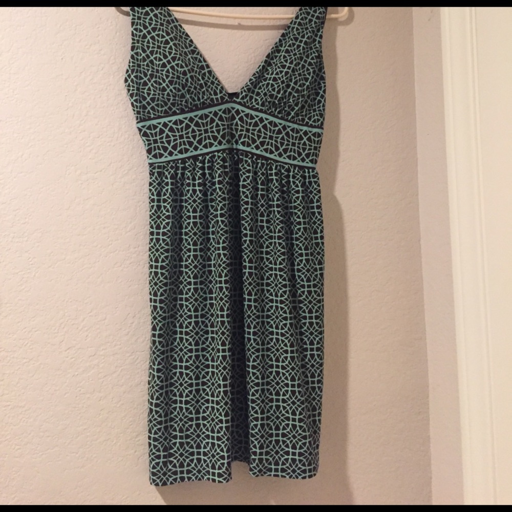 Chocolate and teal patterned dress