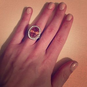 Bronze and pave diamond costume jewelry ring