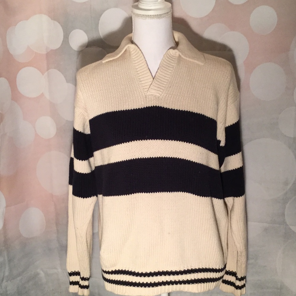 PUSSERS WEST INDIES sailing sweater in navy &cream