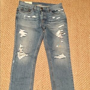 Men Hollister jeans dark distressed 32w 30l