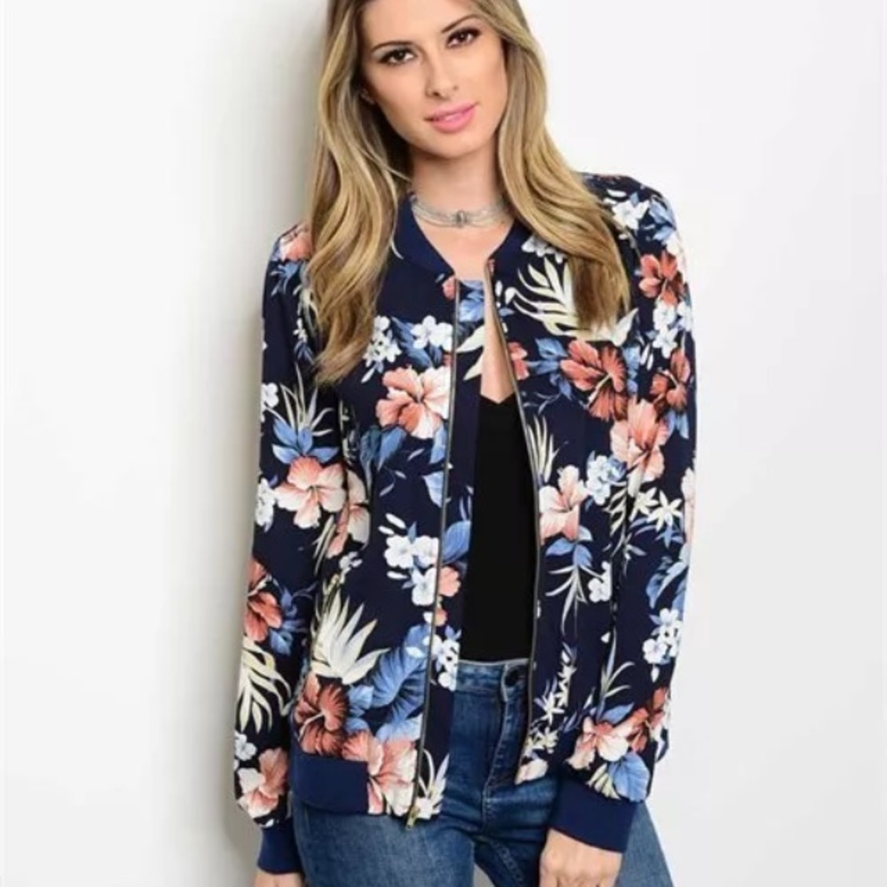 Tropical floral bomber jacket - Picture 2 of 6