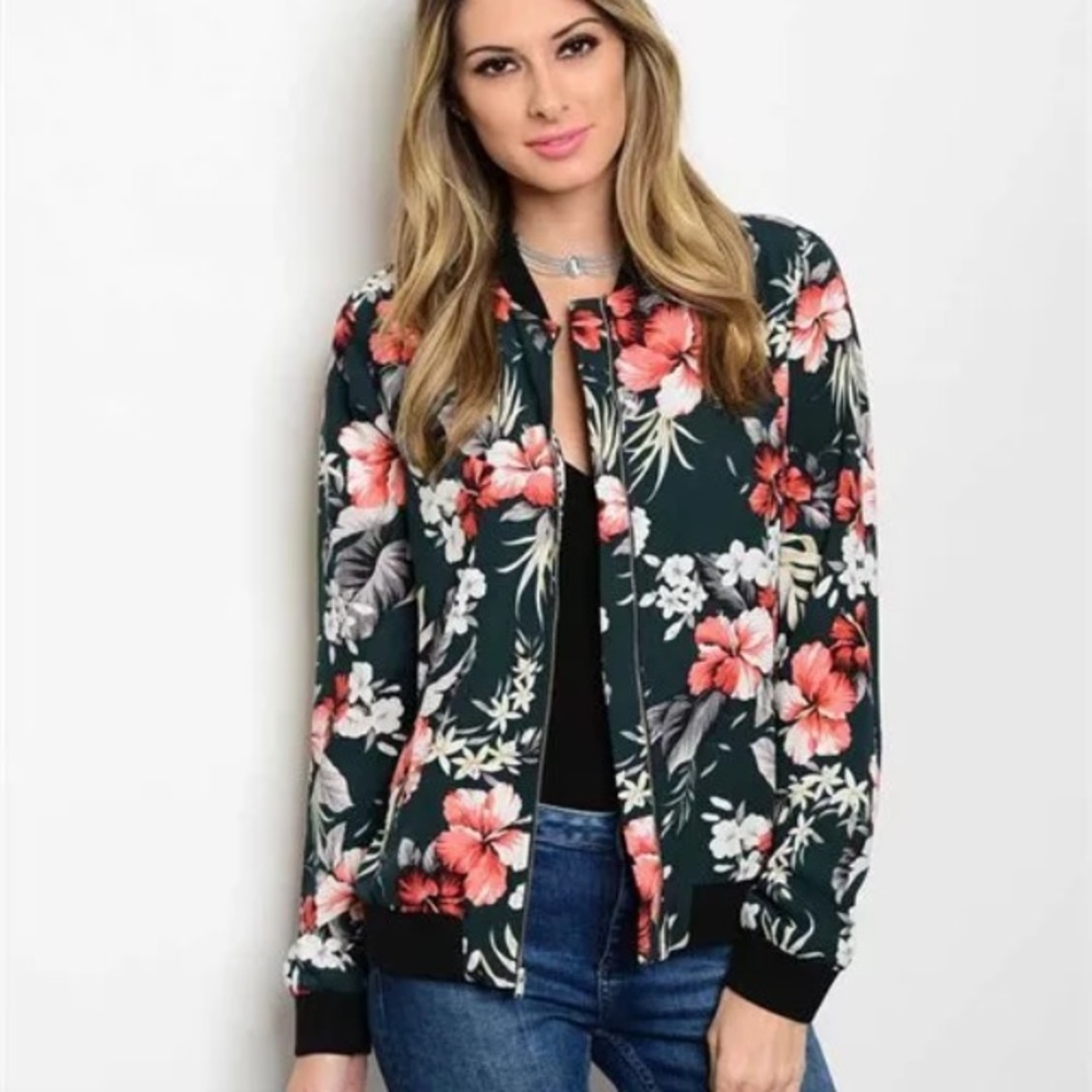 Tropical floral bomber jacket - Picture 4 of 6