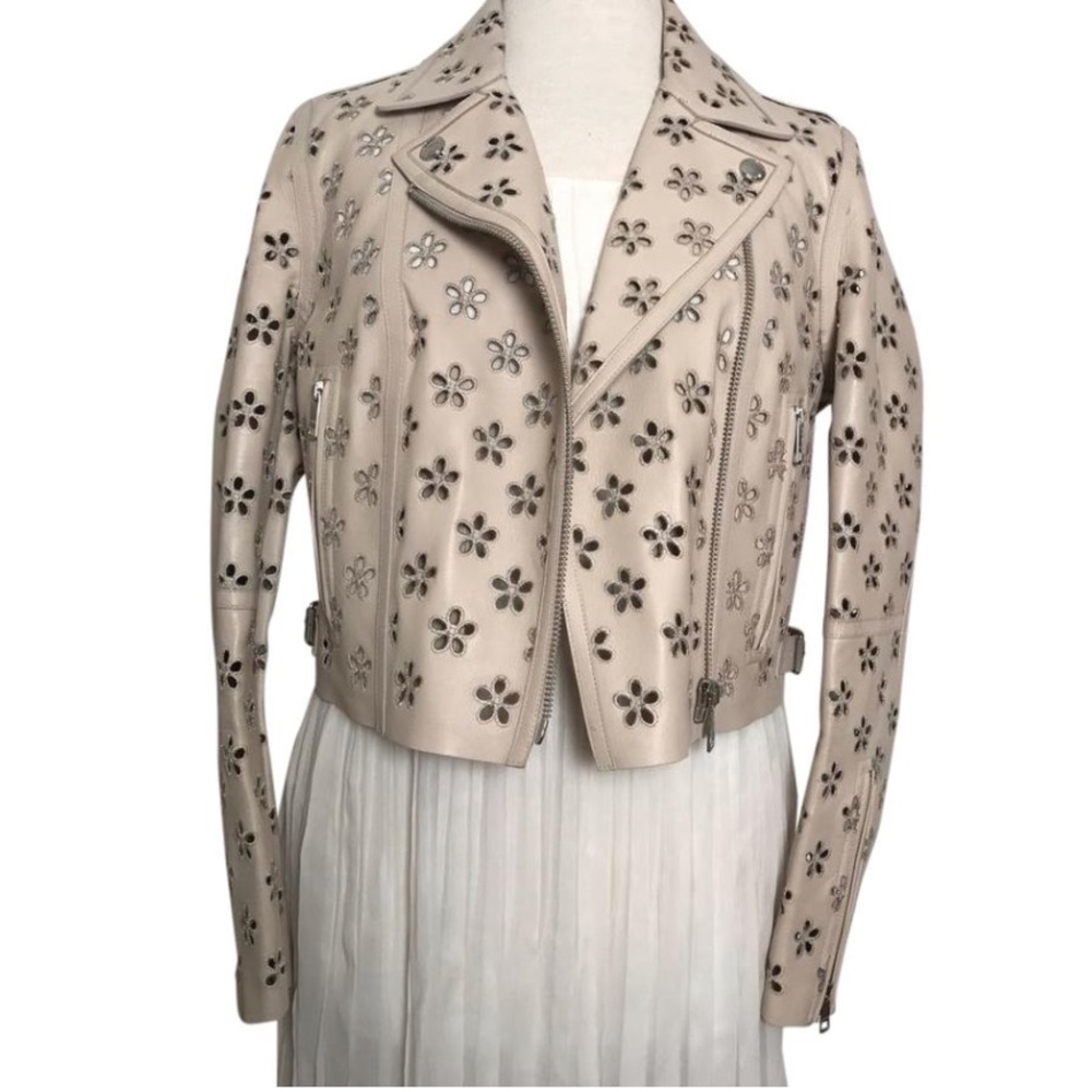 SOLD Burberry Brit Flower Lambskin Biker Jacket