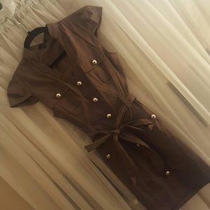 Casual, light, cap sleeve, army green dress