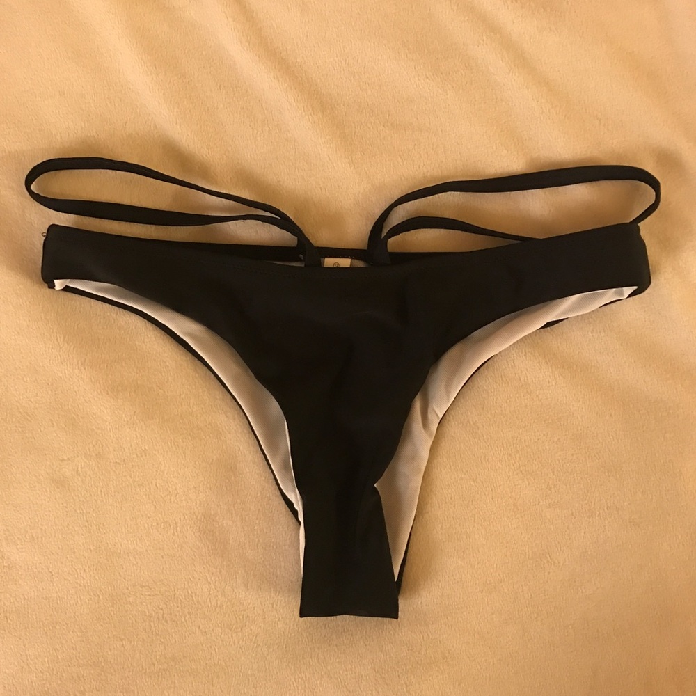 Black Cheeky Brazilian Strappy Bikini Bottoms
