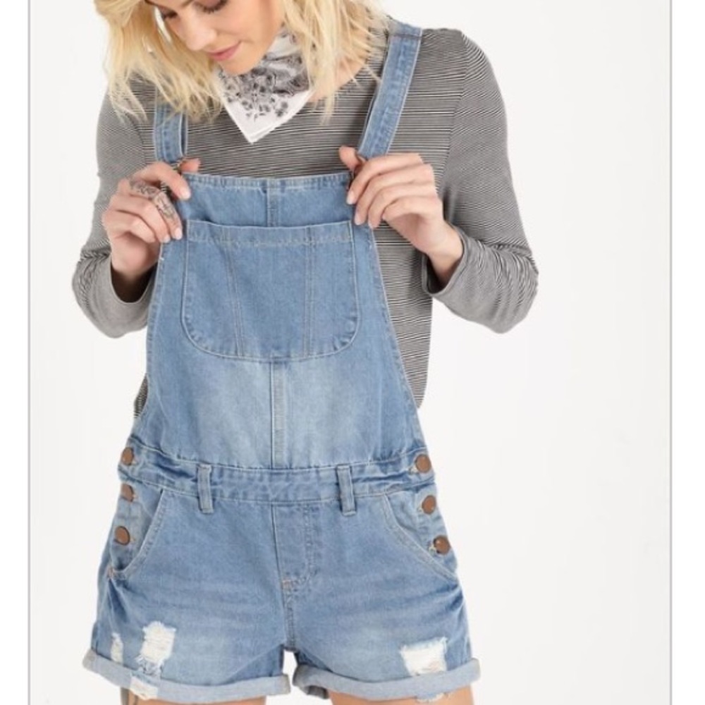 Denim Romper Overalls(SIZE: S)