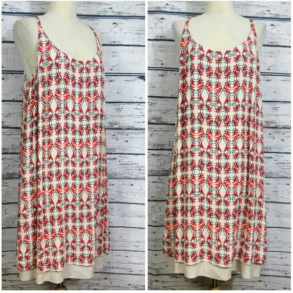 SOLD. HP 💐 CAbi Batik Slip Dress Red Cream Large - Picture 2 of 5