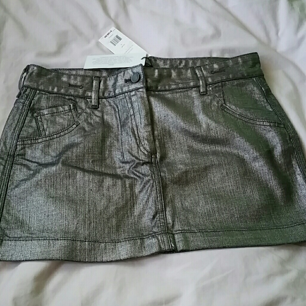 NWT French Connection metallic denim skirt