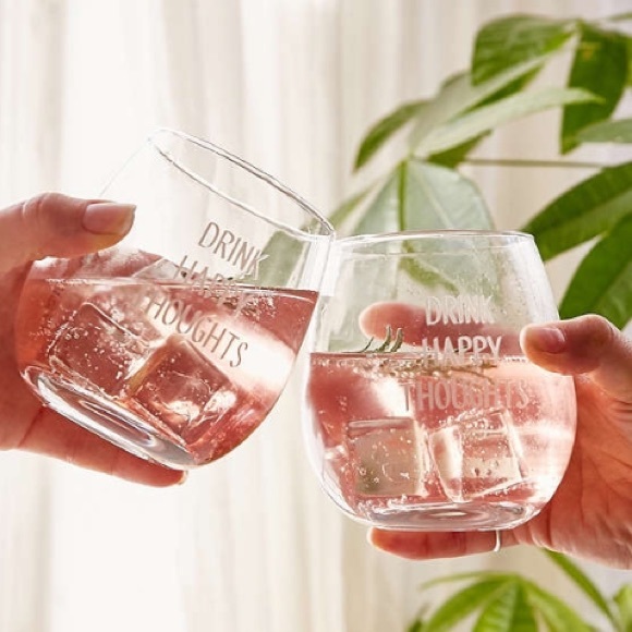 LAST ONE❤NWT Stemless Wine Glasses - Drink Happy ❤ - Picture 2 of 2