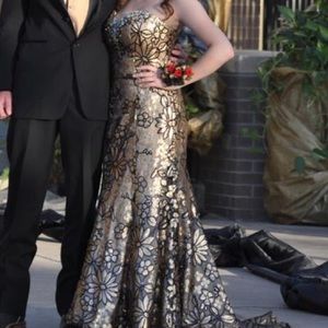 Black and Gold Prom Dress