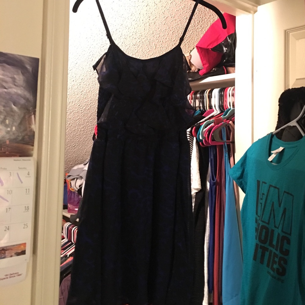 Black/blue ruffle dress