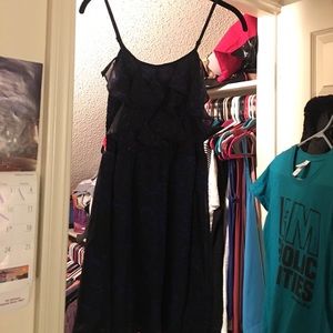 Black/blue ruffle dress