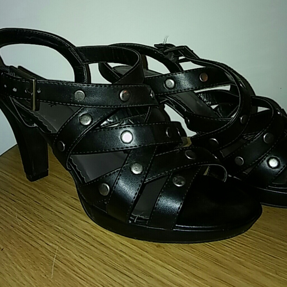 Black studded strappy sandals