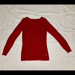 "Nautica" Crimson Cable Knit Sweater