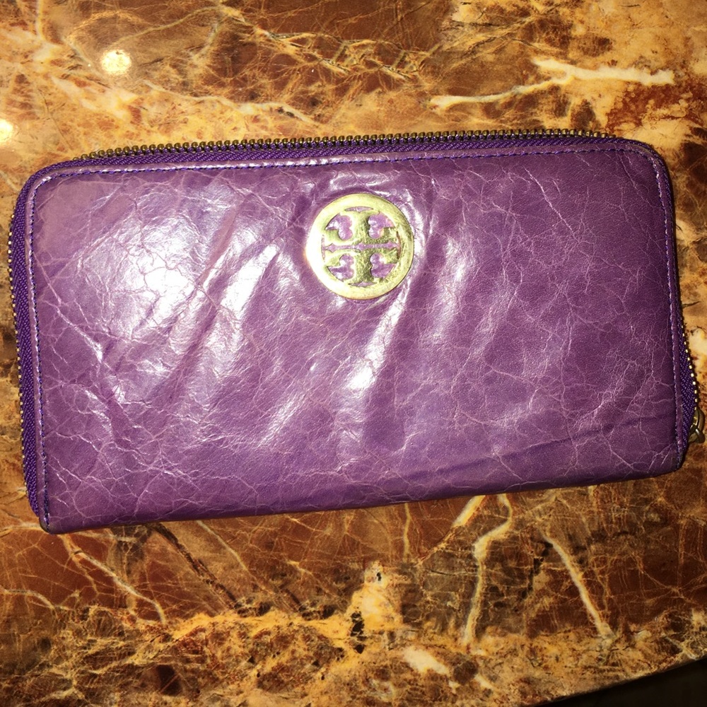 Tory Burch Purple Leather Wallet