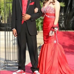 Red Mermaid Style Prom Dress