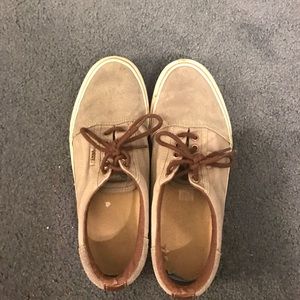 Grey canvas/suede vans pro skate shoes w/brown