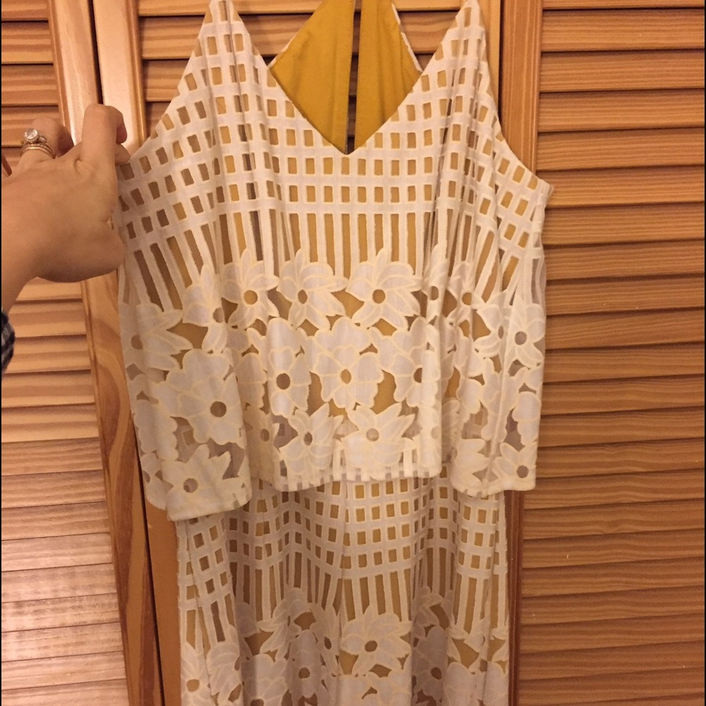 White floral appliqué romper