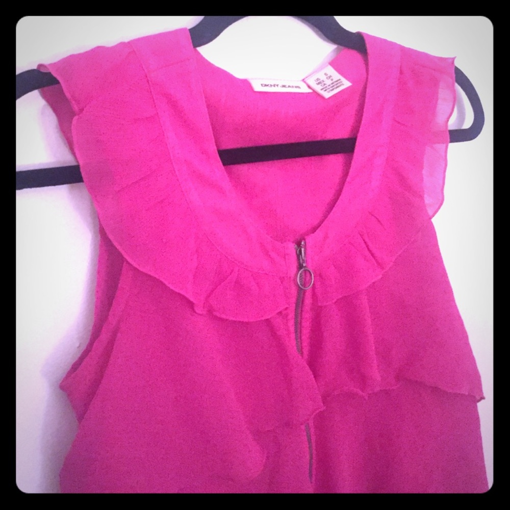 DKNY Jeans Hot Pink Layered Blouse