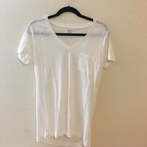 Madewell Plain White V Neck Tee