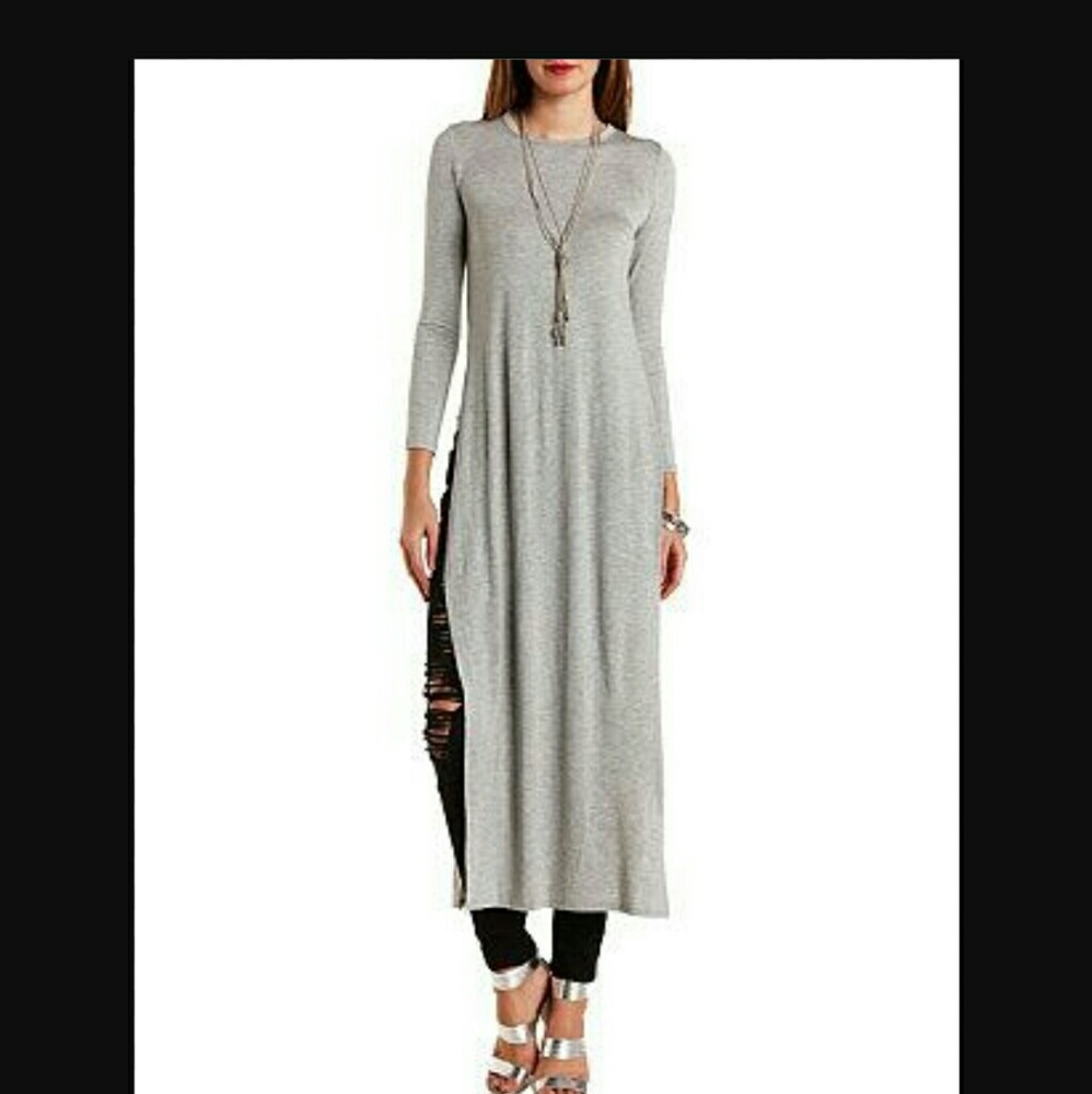 Long sleeved dress with side slits